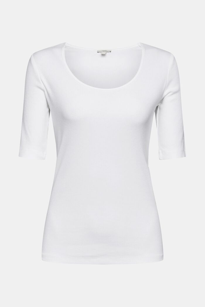 Finely ribbed T-shirt, organic cotton blend, WHITE, detail image number 2