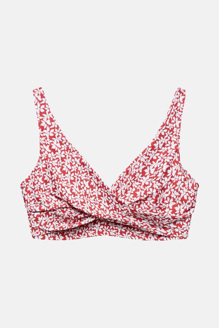 Printed Underwired Unpadded Bikini Tops, DARK RED, detail image number 1