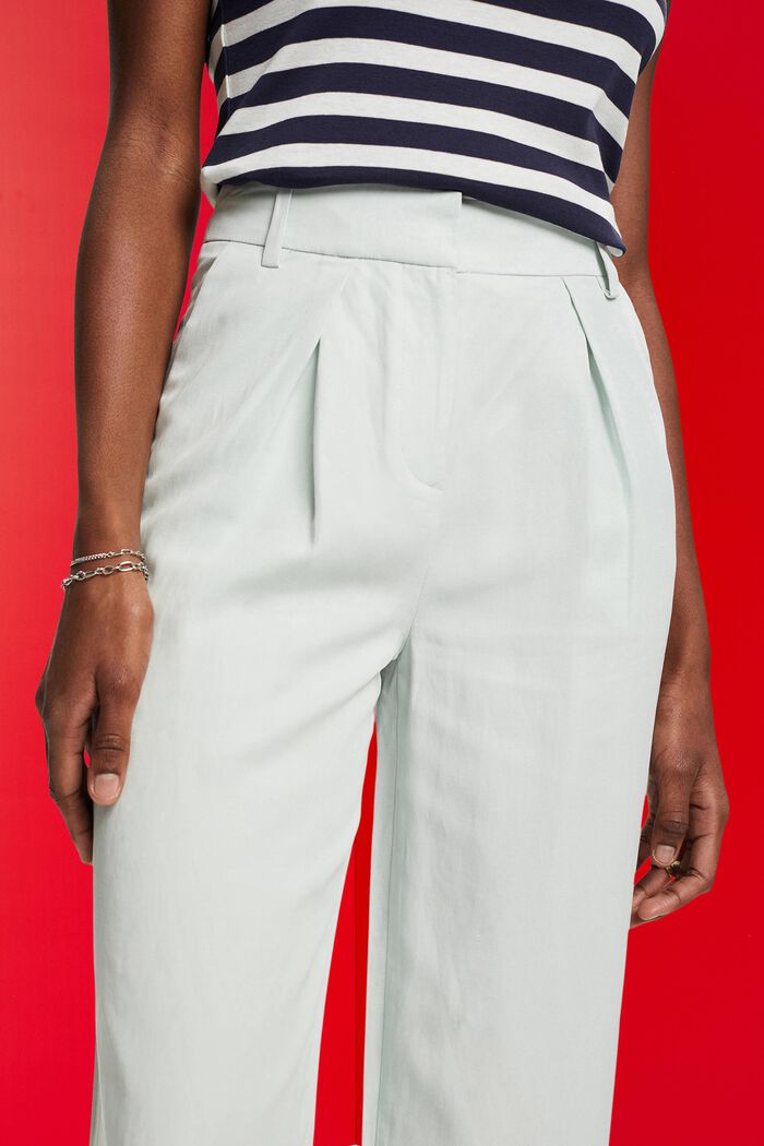 High-rise cropped wide leg trousers with linen, LIGHT AQUA GREEN, detail image number 2