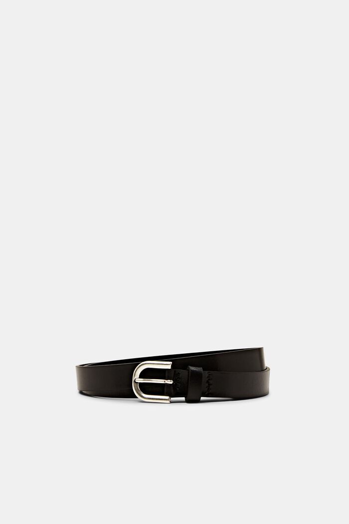 Skinny Leather Belt, BLACK, detail image number 0