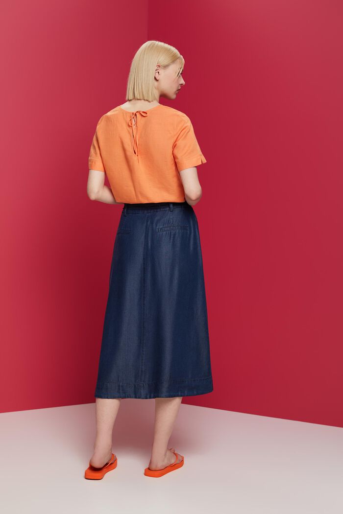 Midi skirt in a denim look, TENCEL™, BLUE LIGHT WASHED, detail image number 3