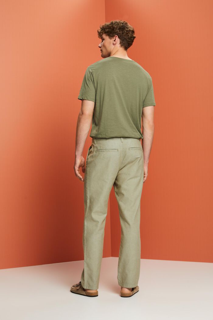 Structured chino trousers, 100% cotton, OLIVE, detail image number 3