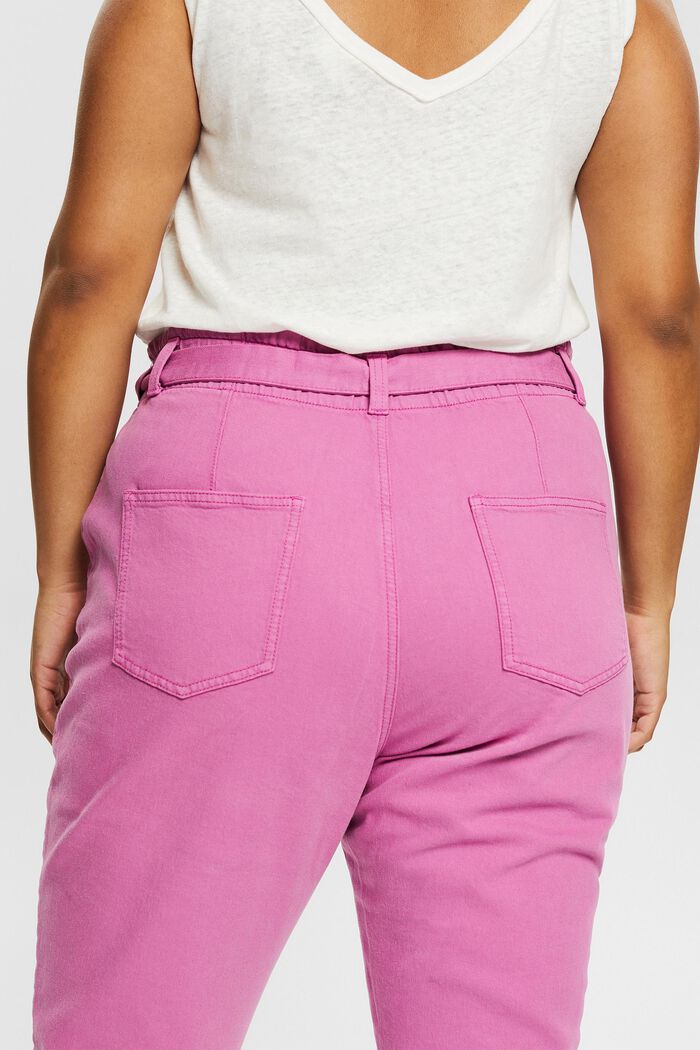 CURVY trousers with a tie-around belt, in a fabric blend containing hemp, PINK FUCHSIA, detail image number 2
