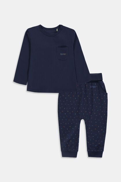 Set: top and trousers, organic cotton, DARK BLUE, overview