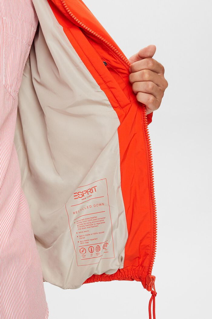 Recycled: puffer jacket with down, BRIGHT ORANGE, detail image number 2