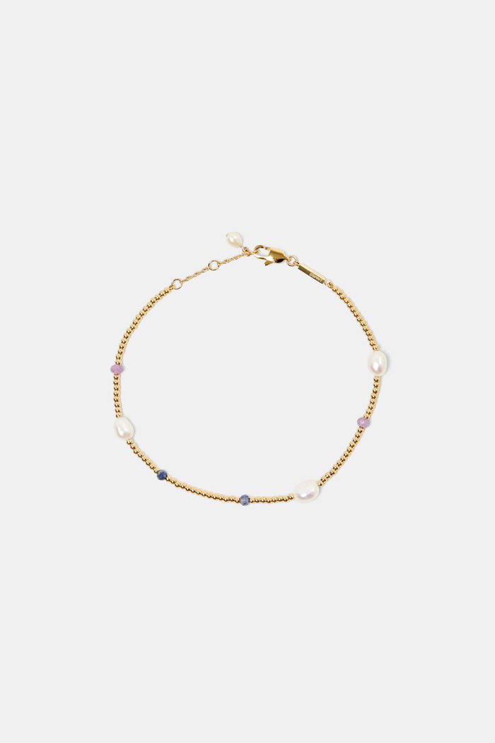 Pearl Stainless Steel Anklet, GOLD BICOLOUR, detail image number 0