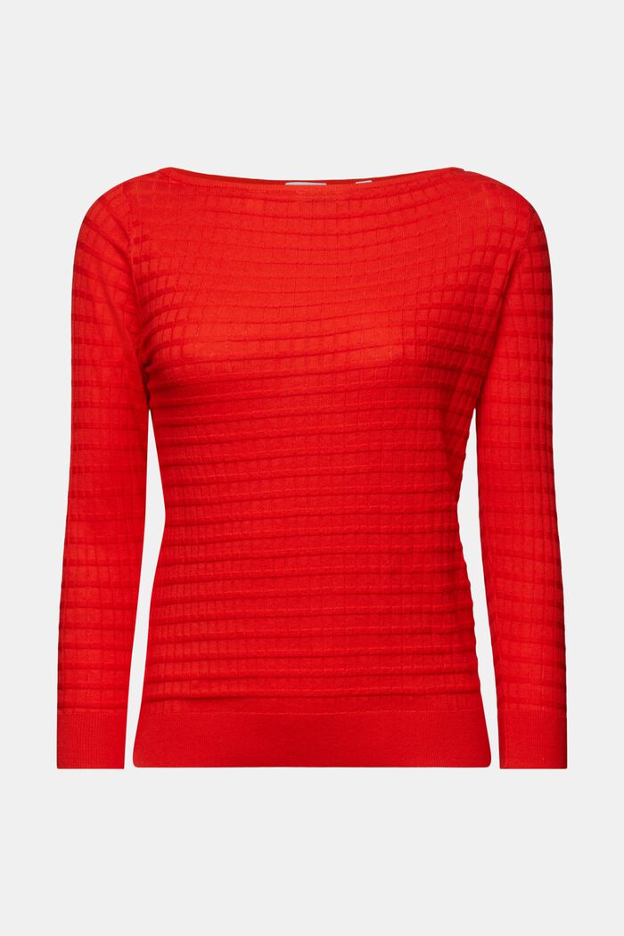 Structured Knit Sweater, RED, detail image number 6