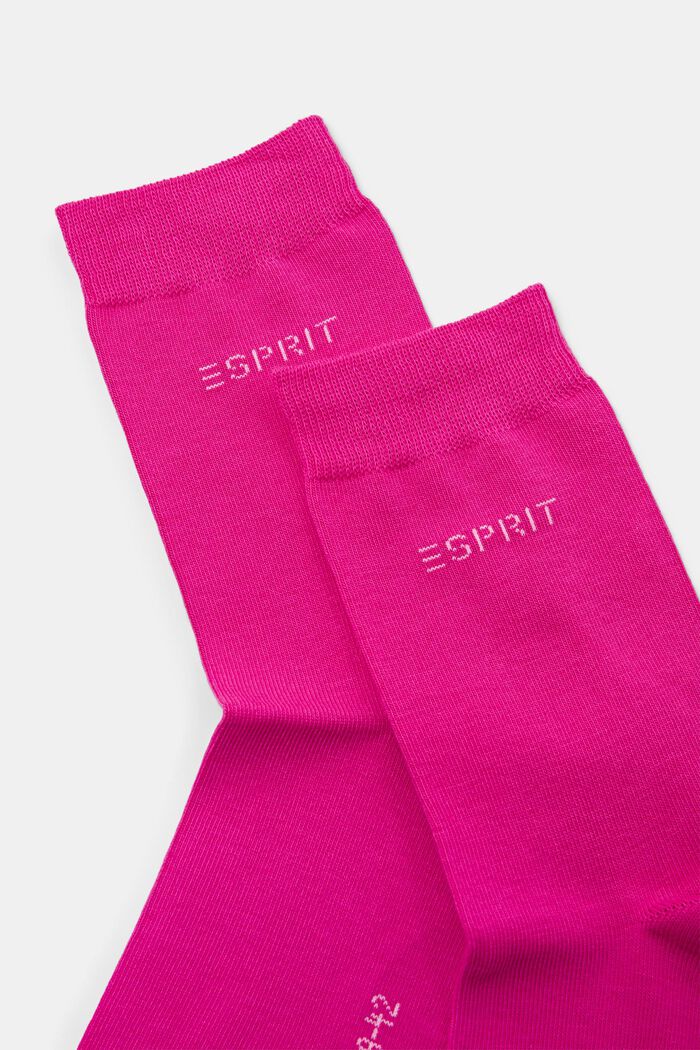 2-pack of socks with knitted logo, organic cotton, HOT PINK, detail image number 2