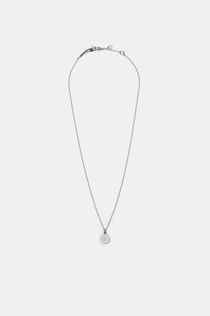 Necklace with zirconia pendant, sterling silver, SILVER, detail image number 0