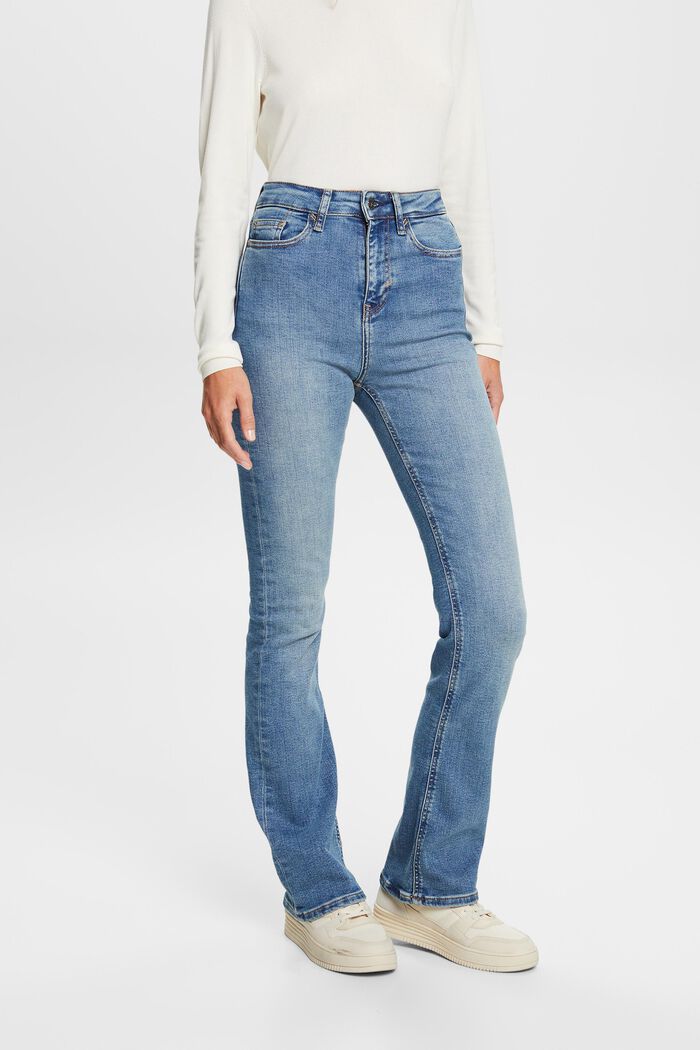 ESPRIT - High-rise bootcut stretch jeans at our online shop