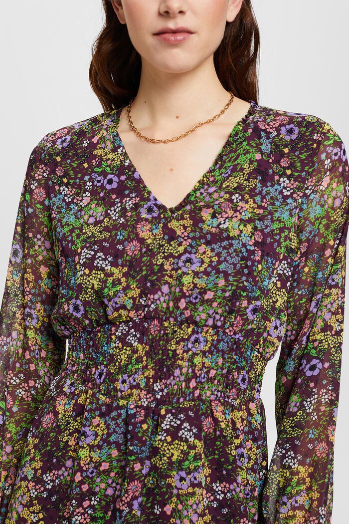 Woven mini dress with floral pattern, DARK PURPLE, detail image number 2