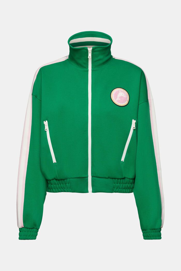 Cropped track style jacket, EMERALD GREEN, detail image number 7