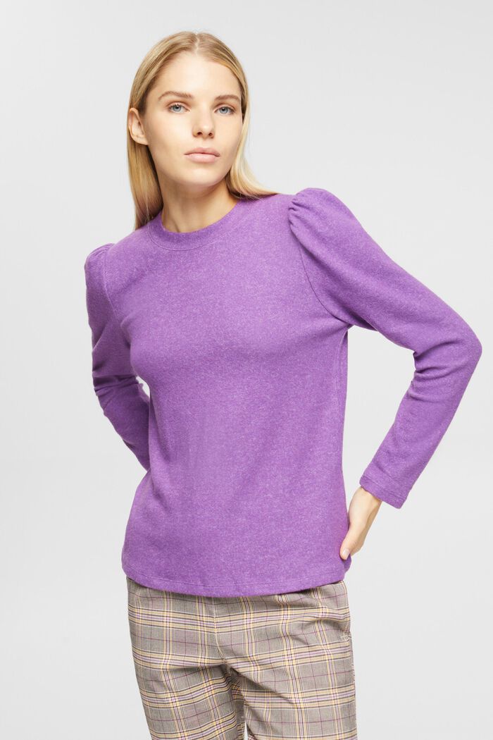 Brushed jersey long sleeve top