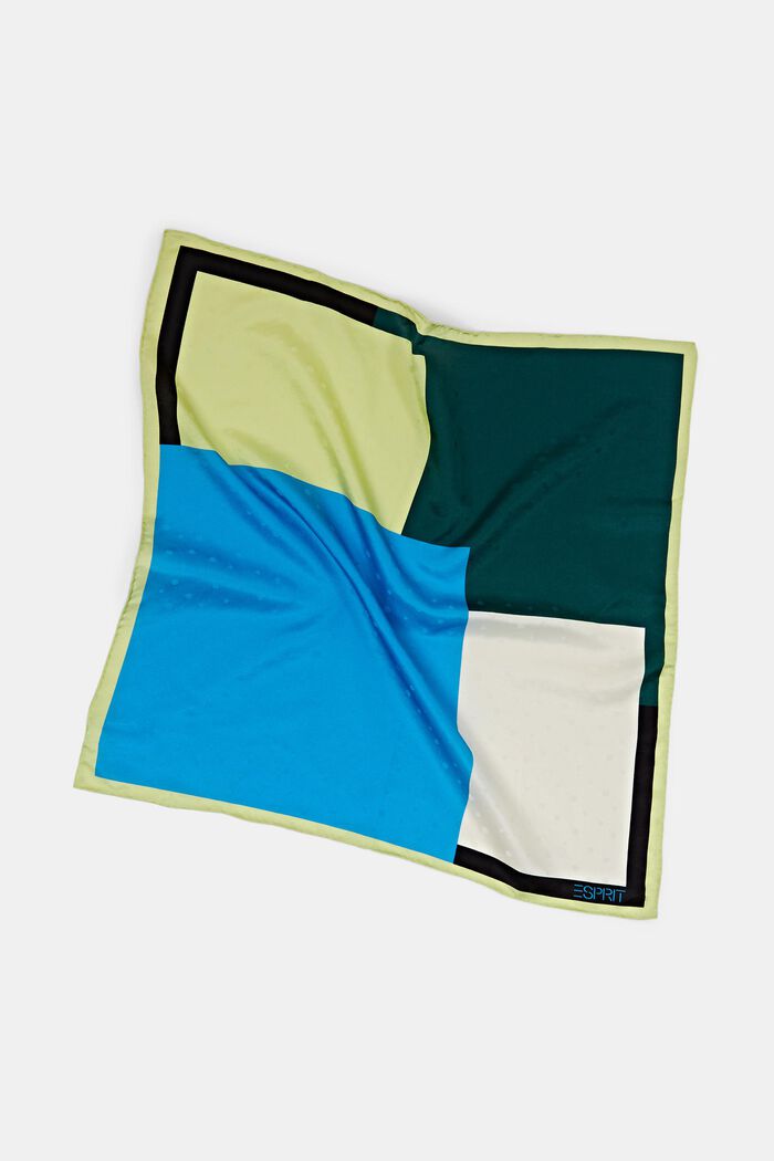 Square Printed Silk Blend Bandana, GREEN, detail image number 1