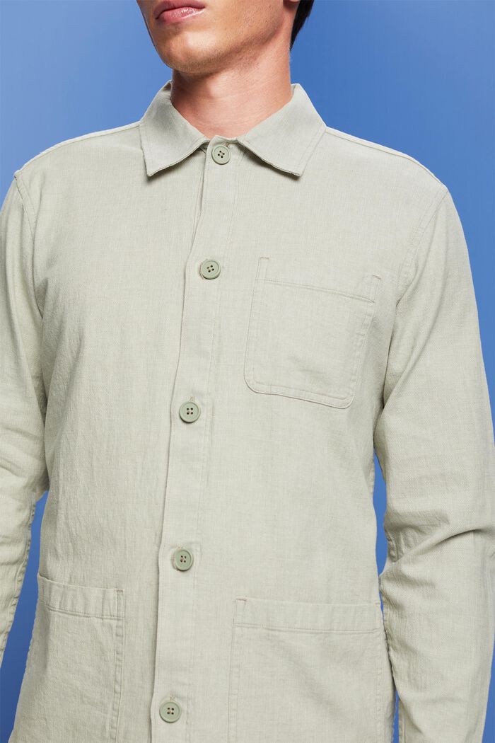 Herringbone shirt, linen blend, LIGHT GREEN, detail image number 2