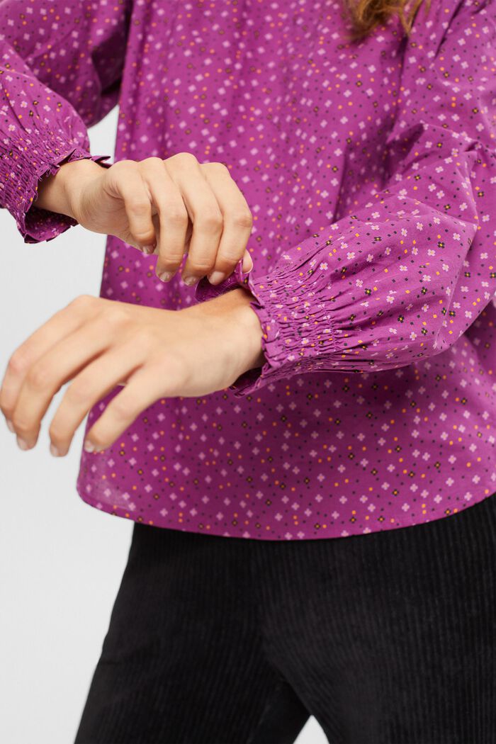 Patterned blouse, organic cotton, VIOLET, detail image number 0