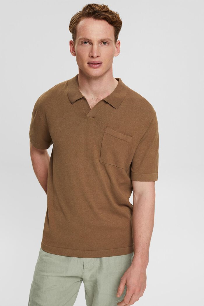 Fine knit polo shirt, LENZING™ ECOVERO™