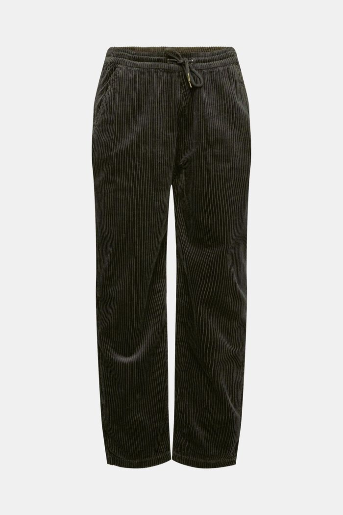 Jogger style corduroy trousers, DARK KHAKI, overview