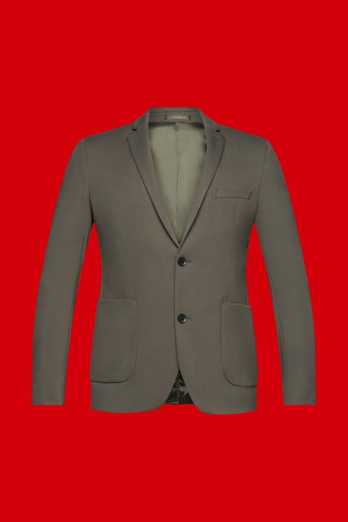 Single-breasted piqué jersey blazer, DARK KHAKI, detail image number 5
