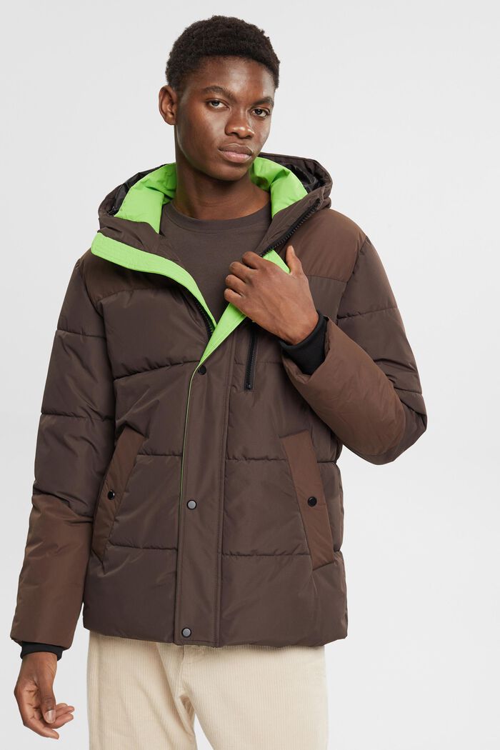 Quilted jacket with neon-coloured details
