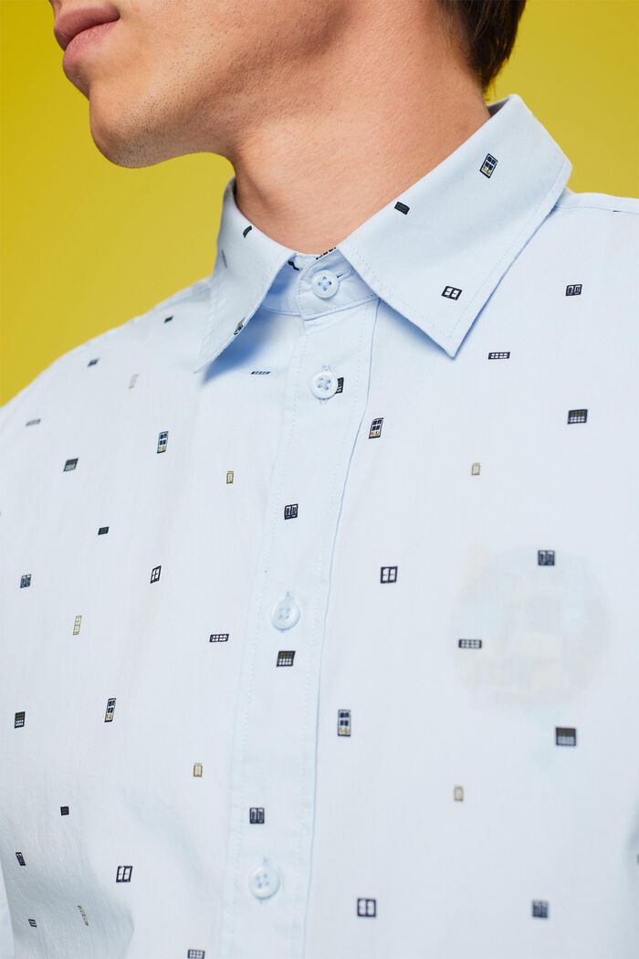 Patterned short sleeve shirt, 100% cotton, PASTEL BLUE, detail image number 2