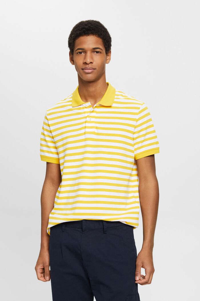 Striped slim fit polo shirt, GOLDEN ORANGE, detail image number 0