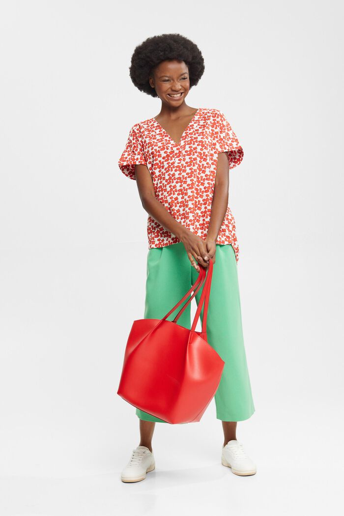 Patterned blouse, LENZING™ ECOVERO™, ORANGE RED, detail image number 0