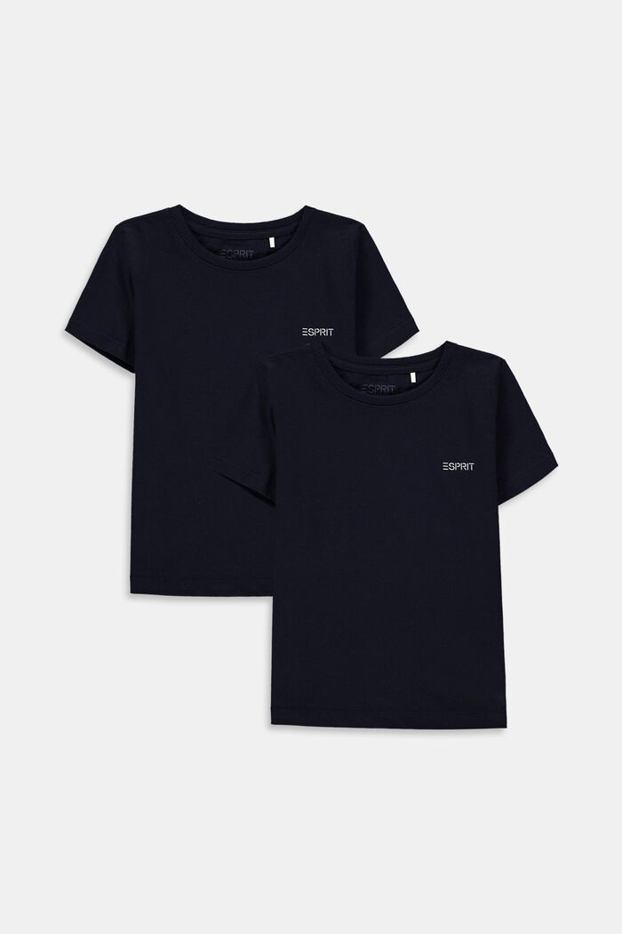 Double pack of T-shirts made of 100% cotton, NAVY, overview