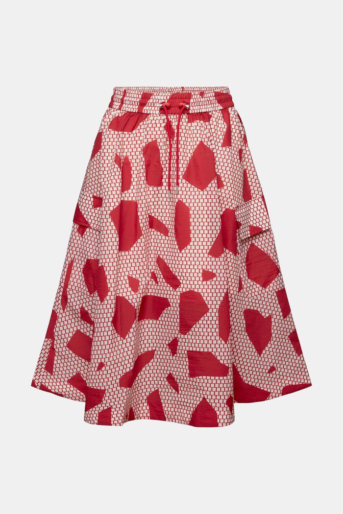 Drawstring Midi Skirt, DARK RED, detail image number 5