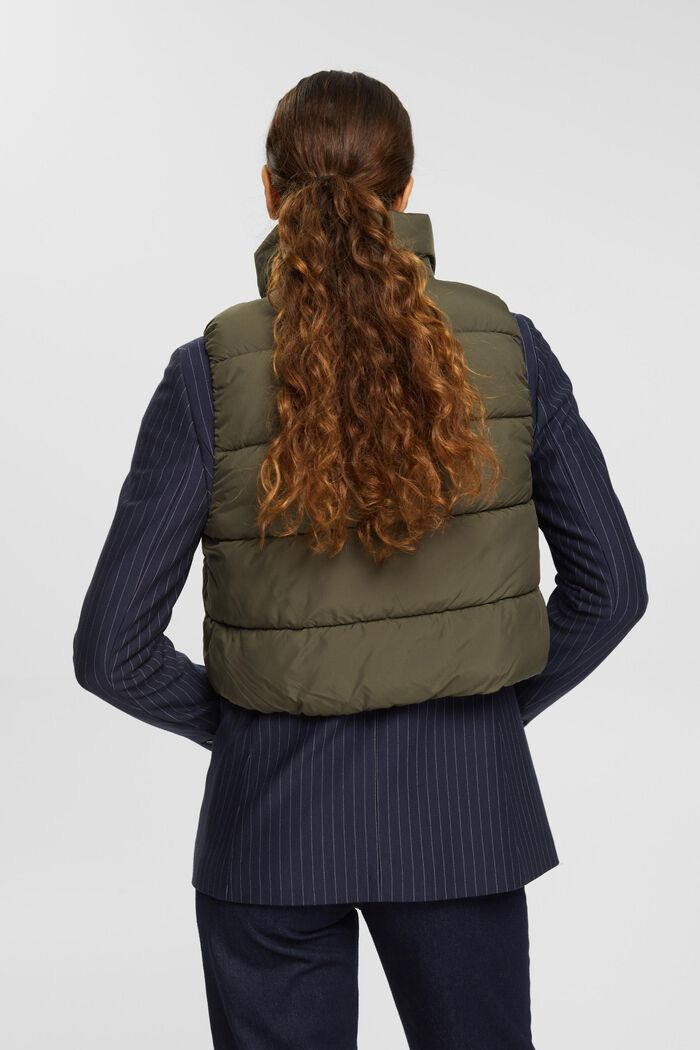 Cropped, quilted body-warmer, KHAKI GREEN, detail image number 3