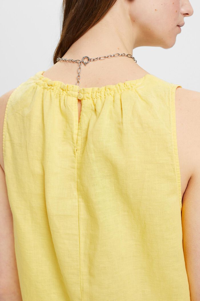 Sleeveless linen blend blouse, LIGHT YELLOW, detail image number 2