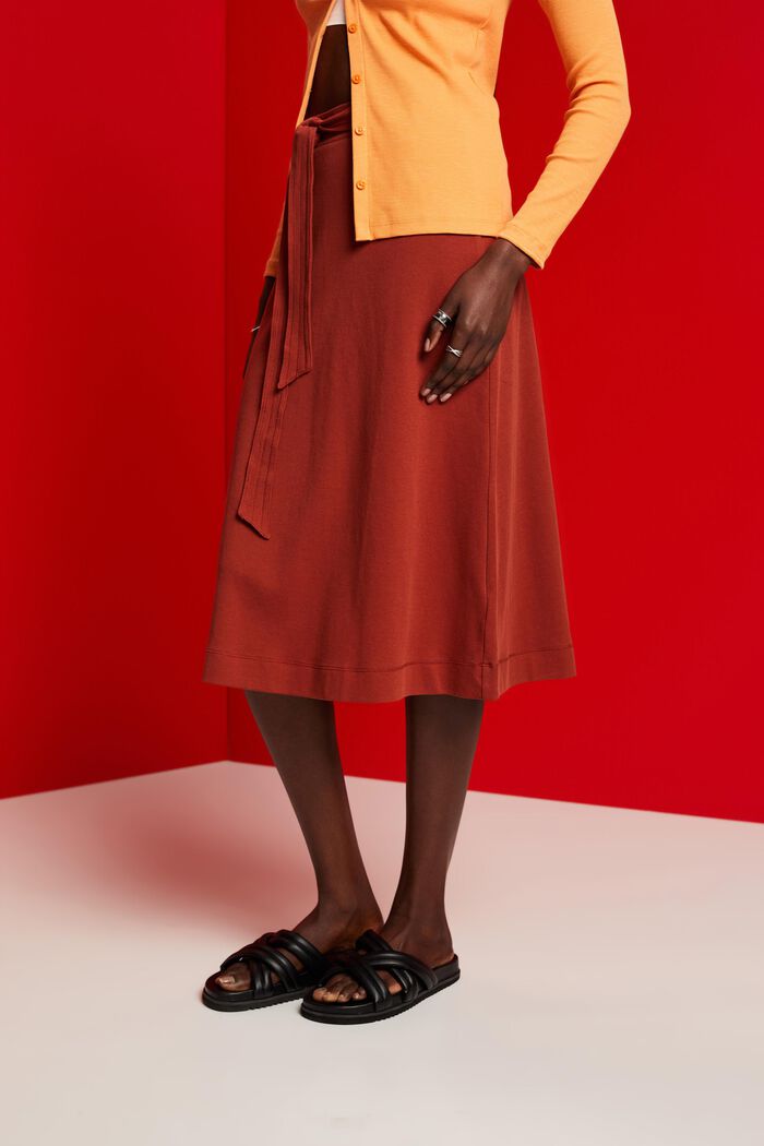 Jersey skirt with a belt, TERRACOTTA, detail image number 0
