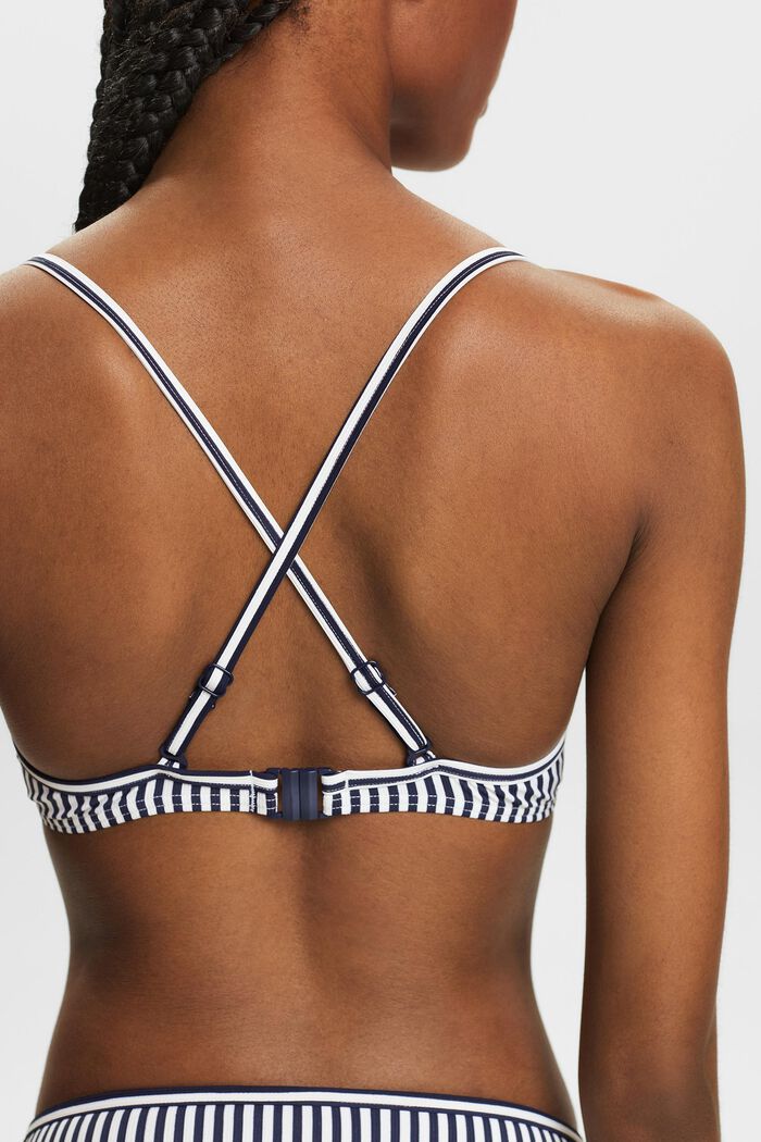 Striped Padded Underwired Bikini Top, NAVY, detail image number 1