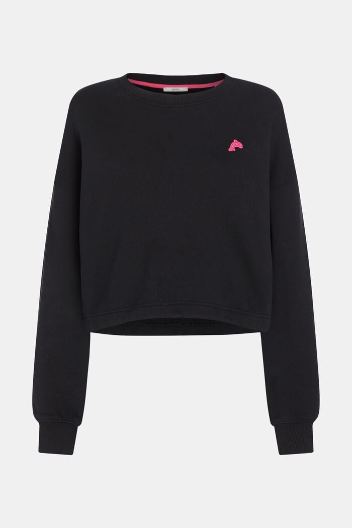 Color Dolphin Cropped Sweatshirt, BLACK, detail image number 4