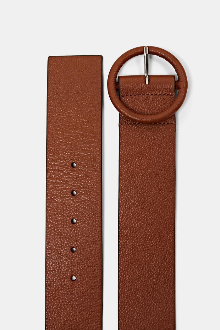 Wide leather waist belt, RUST BROWN, detail image number 1