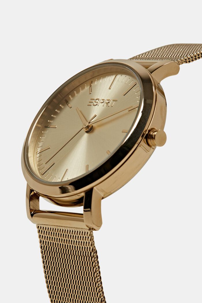 Stainless Steel Mesh Strap Watch, GOLD, detail image number 1