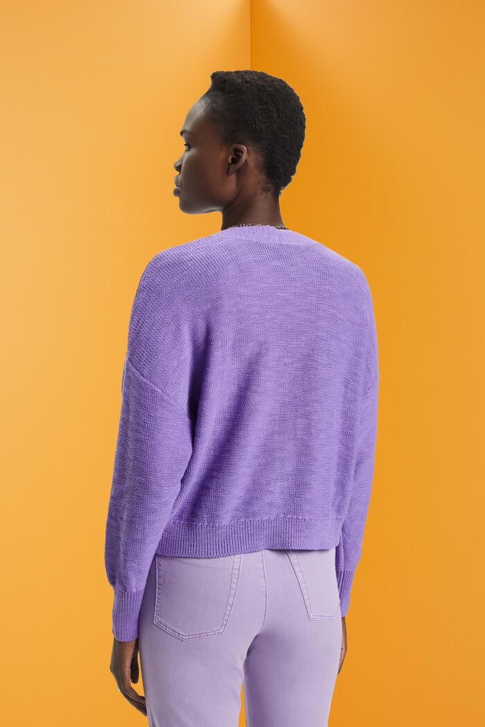Knitted cotton cardigan, PURPLE, detail image number 3