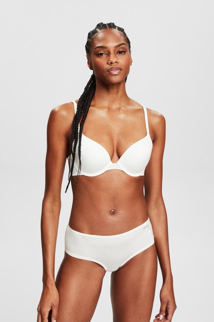 Logo Padded Underwired Push-Up Bra, OFF WHITE, detail image number 0