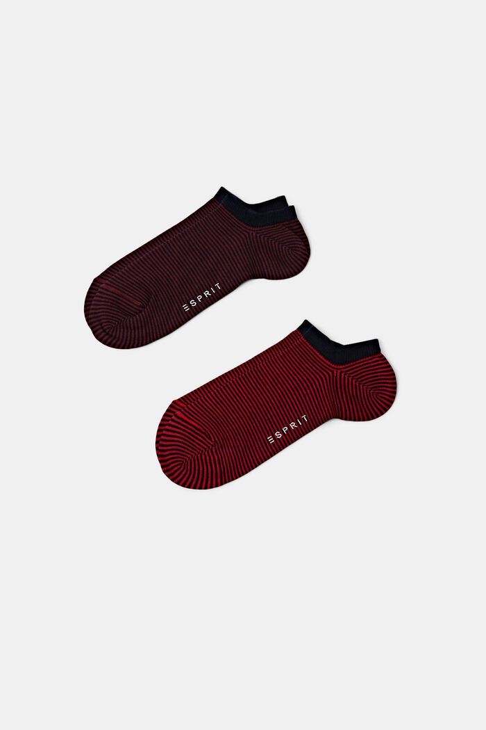 2-Pack Striped Ankle Socks, RED, detail image number 0