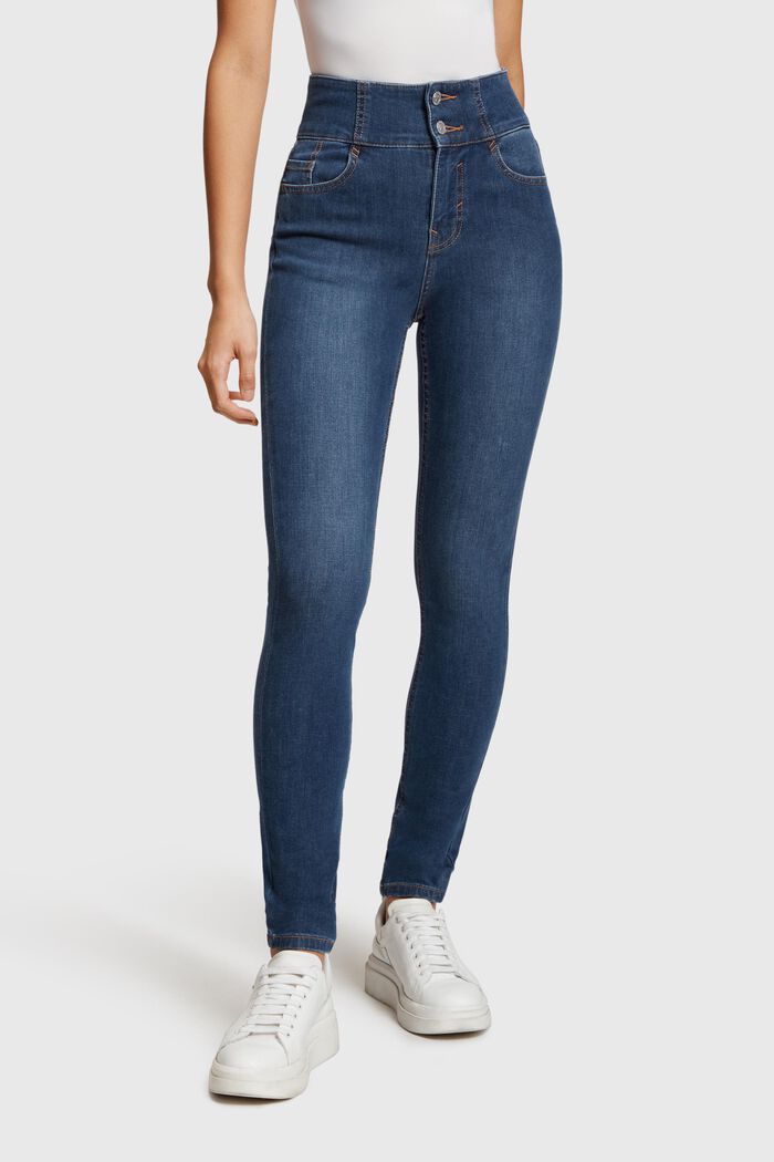 Body Contour: High Rise Skinny Jeans, BLUE MEDIUM WASHED, detail image number 0
