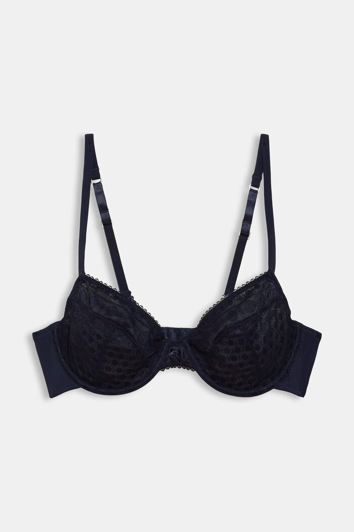 Lace underwire bra, NAVY, detail image number 4