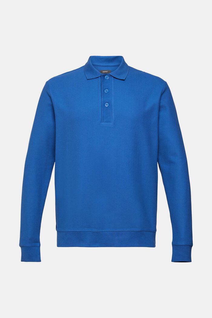 Long sleeve piqué polo shirt, BLUE, detail image number 6