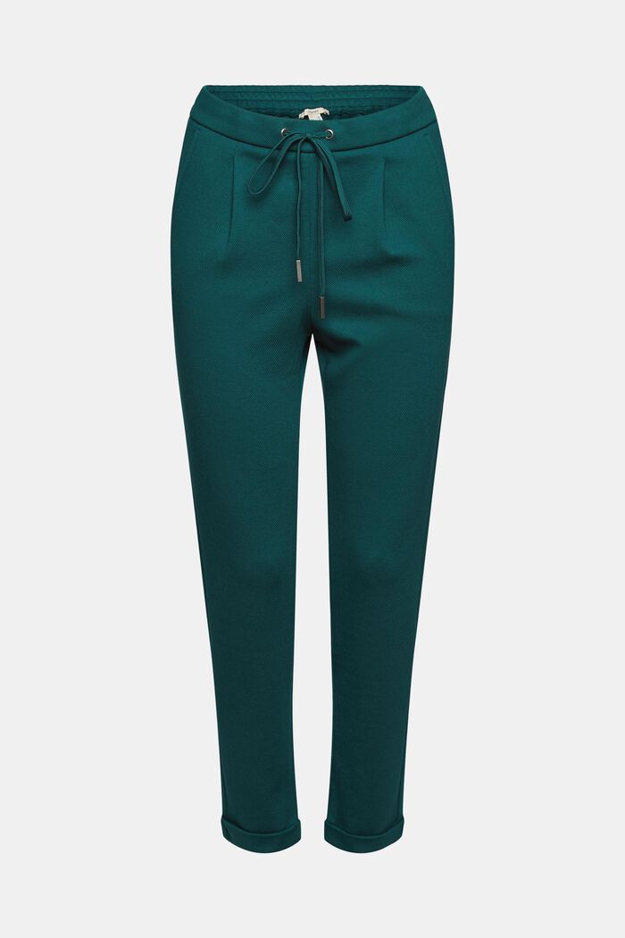 Tracksuit bottoms with an elasticated waistband, made of recycled material, DARK TEAL GREEN, detail image number 8