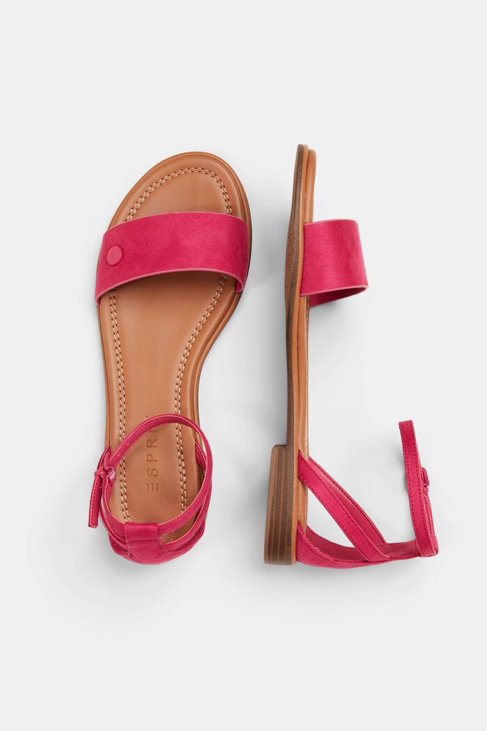 Vegan Suede Ankle Strap Sandals, PINK FUCHSIA, detail image number 5
