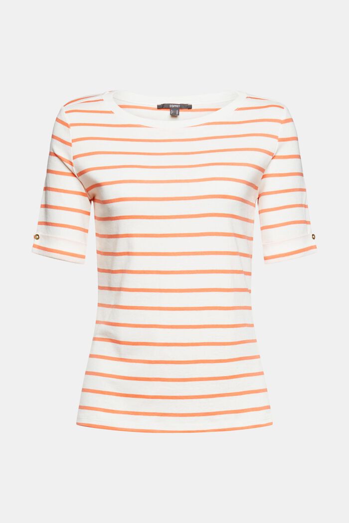 Striped Round Neck Cotton Top, NEW OFF WHITE, detail image number 2