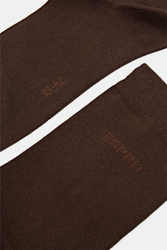 2-pack of socks with knitted logo, organic cotton, DARK BROWN, detail image number 1