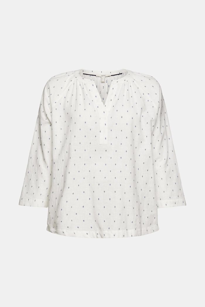 Patterned blouse with a cup-shaped neckline, OFF WHITE, overview