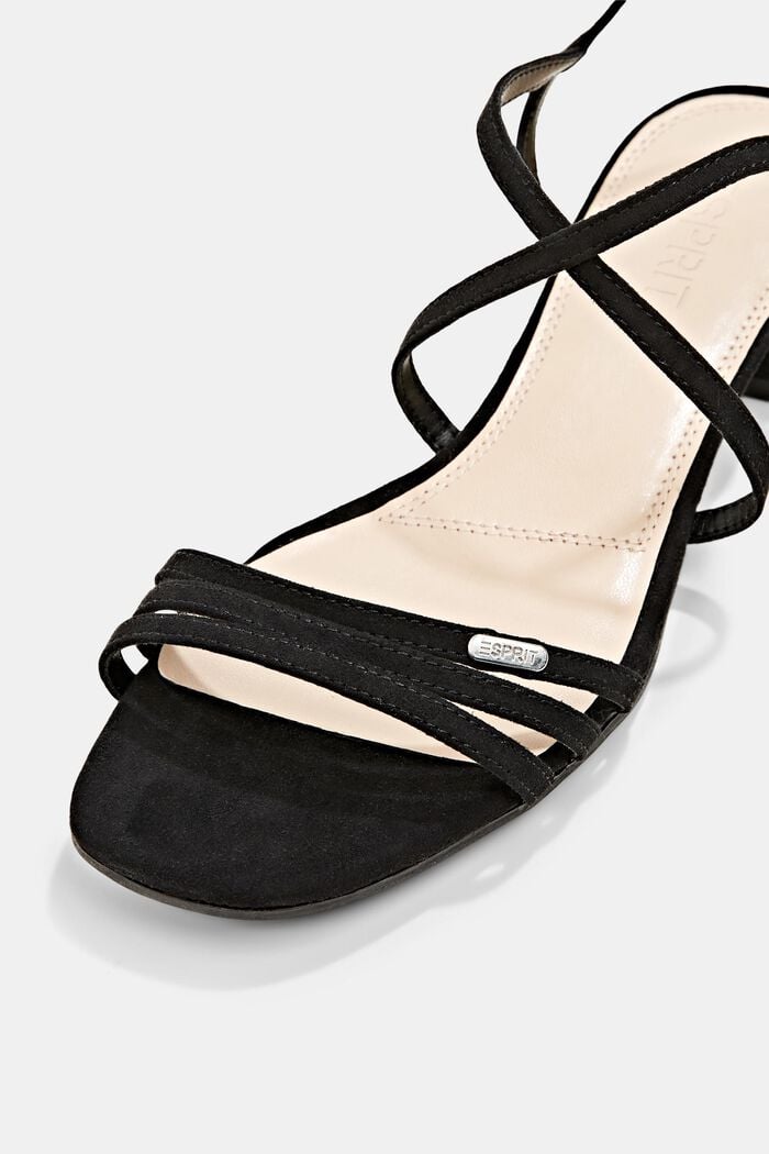 Strappy sandals in faux suede, BLACK, detail image number 4