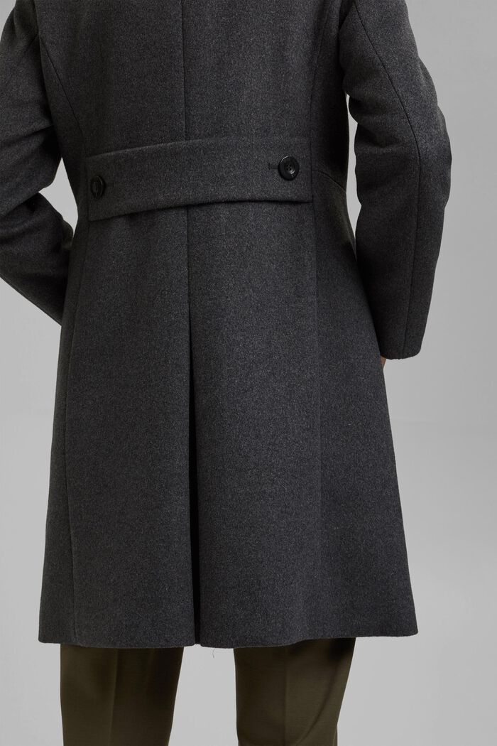 Made of blended wool: Coat with a stand-up collar, ANTHRACITE, detail image number 5