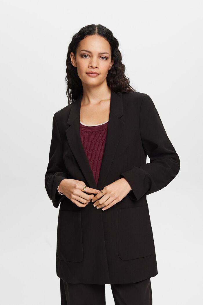 Blazer with draped sleeves, BLACK, detail image number 0